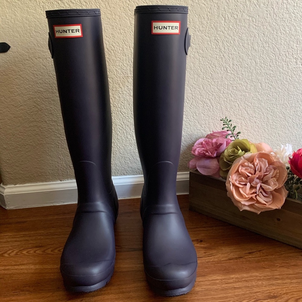 Hunter Womens Original Tall Rain Boots in Navy